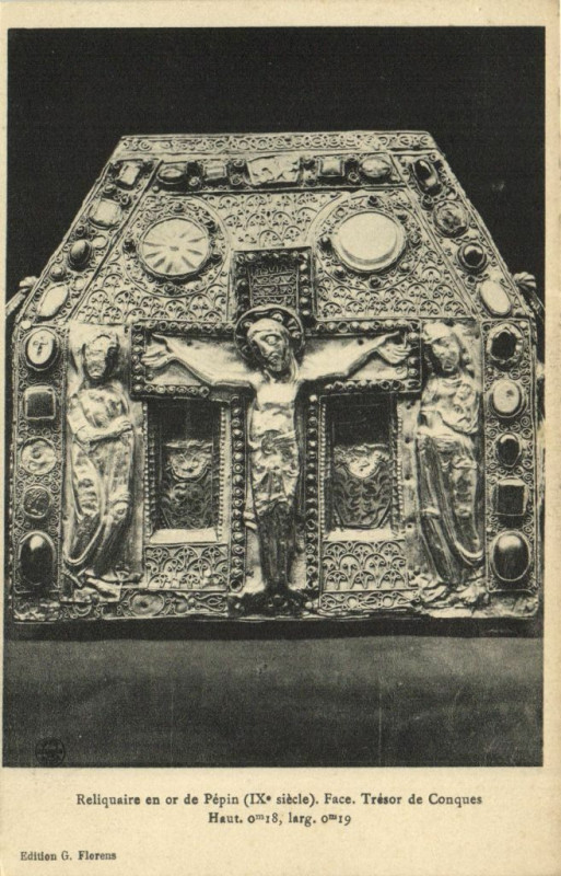 Carte postale ancienne Reliquaire en or de Pépin Face Trésor de Conques