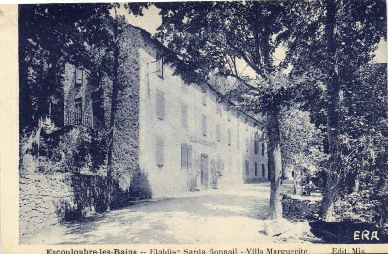 Carte postale ancienne Escoubre-les-Bains - Establis Sarda Bonnail - Villa Marguerite