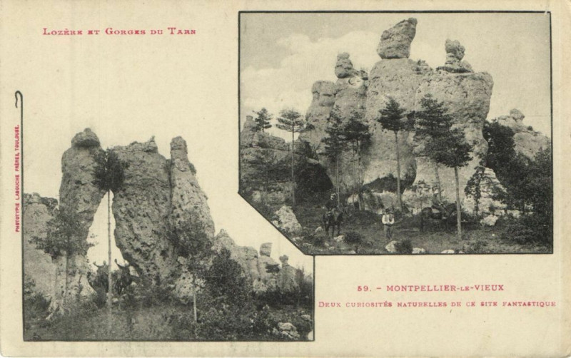 Carte postale ancienne Montpellier-le-Vieux - Deux curiosités naturales