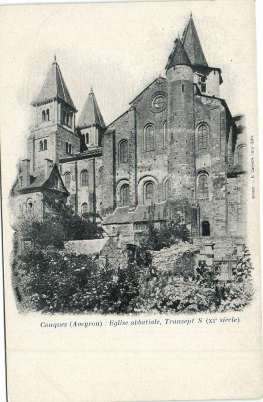 Carte postale ancienne Conques - Eglise abbatiale.Transept S (Xi siécle)