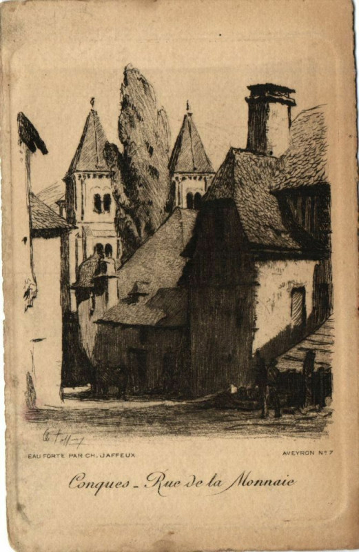 Carte postale ancienne Conques - Rue de la Monnaie