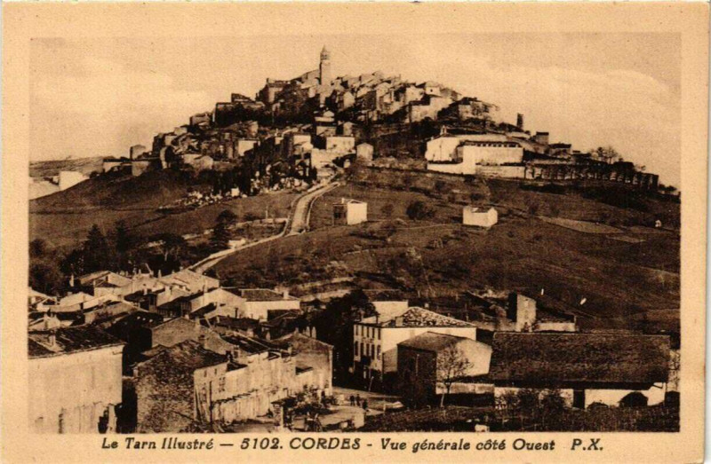 Carte postale ancienne Cordes Vue générale, coté ouest