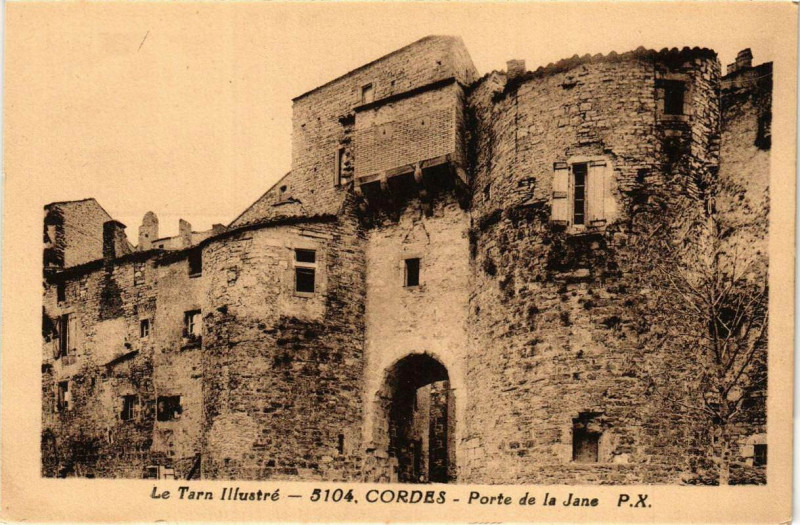 Carte postale ancienne Cordes Porte de la Jane