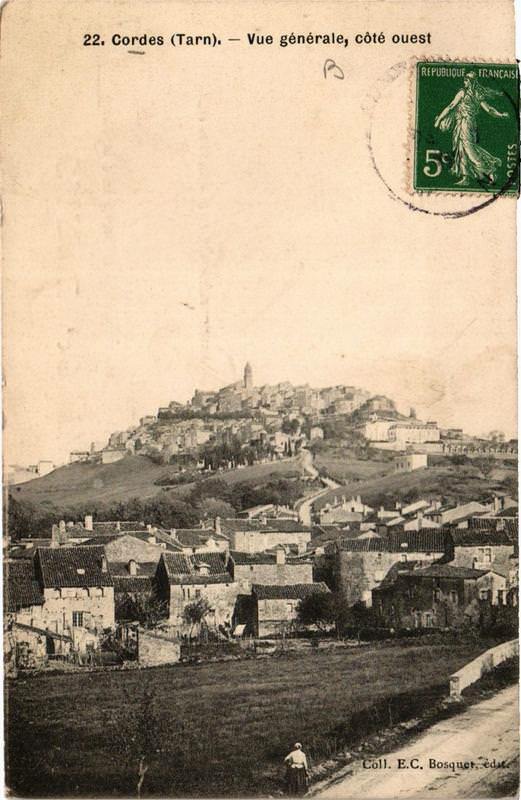 Carte postale ancienne Cordes Vue générale, coté ouest