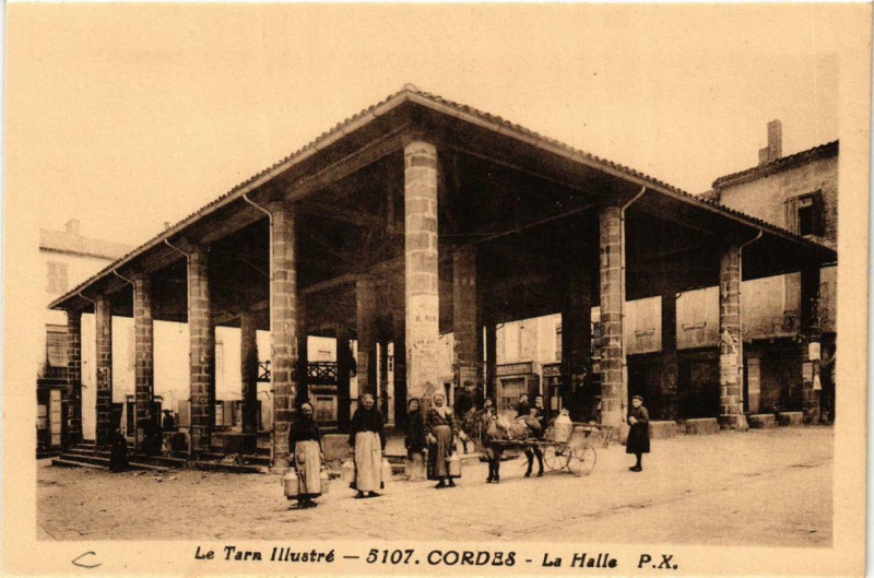 Carte postale ancienne Cordes La Halle