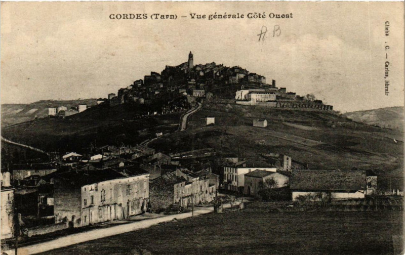 Carte postale ancienne Cordes Vue générale, coté ouest