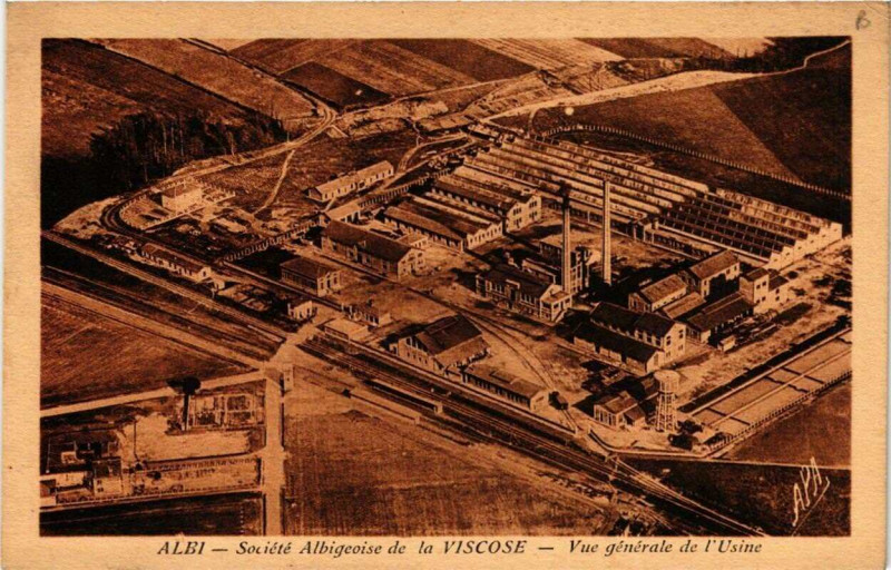 Carte postale ancienne Albi Societe Albigeoise de la Viscose - Vue générale de l'Usine à Albi