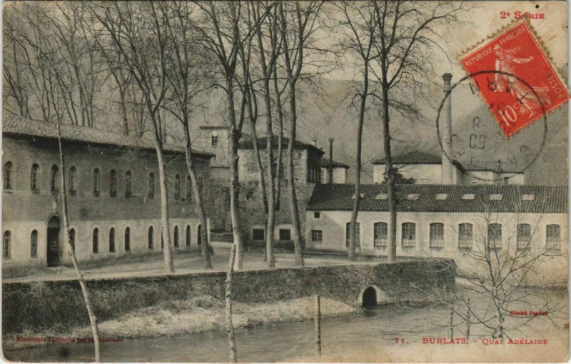 Carte postale ancienne Burlats Quai Adelaide à Burlats