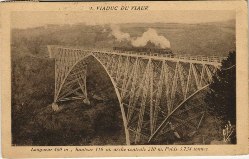 Carte postale ancienne Tanus Viaduc du Viaur à Tanus