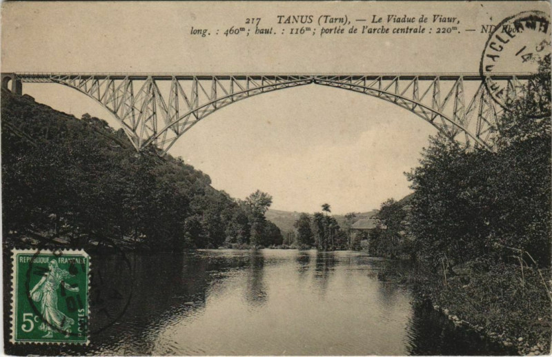 Carte postale ancienne Tanus Le Viaduc de Viaur à Tanus