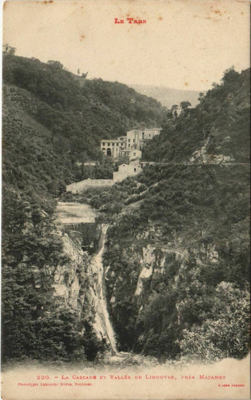 Carte postale ancienne La Cascade et Vallee de Linouvre - pres Mazamet à Mazamet
