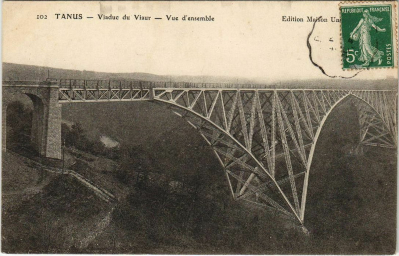 Carte postale ancienne Tanus Viaduc du Viaur - Vue d'Ensemble à Tanus