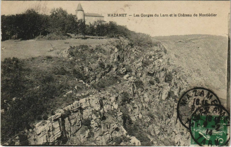 Carte postale ancienne Mazamet Les Gorges du Larn et le Chateau de Montledier à Mazamet