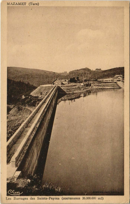 Carte postale ancienne Mazamet Les Barrages des Saints-Peyres à Mazamet