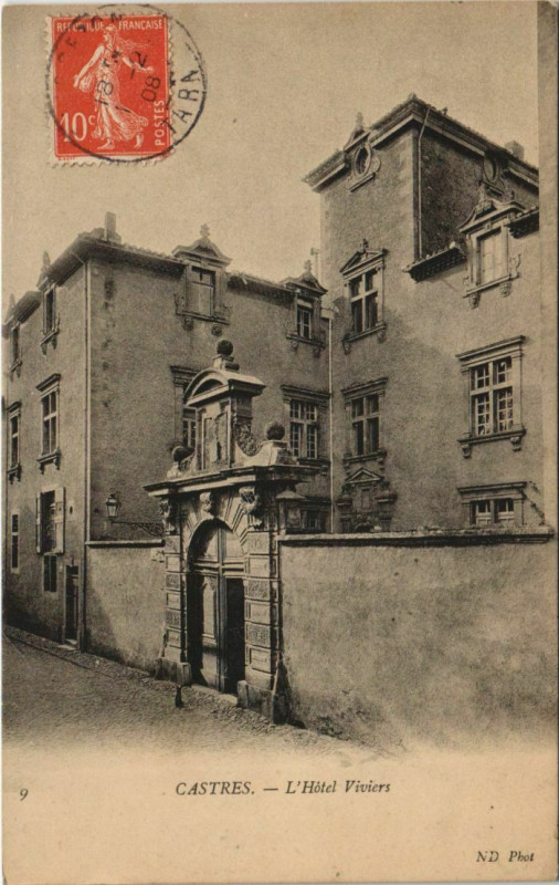 Carte postale ancienne Castres L'Hotel Viviers à Castres
