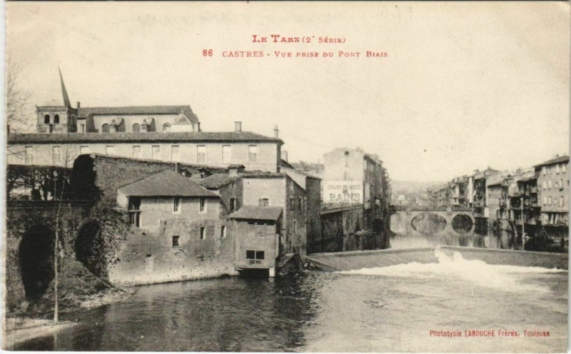 Carte postale ancienne Castres Vue prise du Pont Biais à Castres