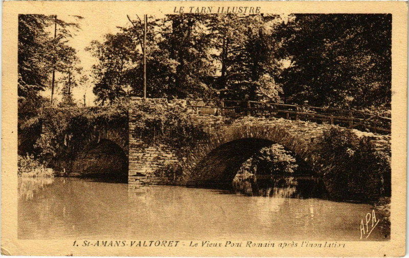 Carte postale ancienne Saint-Amans Valtoret Le Vieux Pont Romain France à Vieux