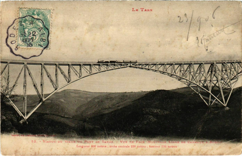 Carte postale ancienne Viaduc du Viaur ou Pont de Tanus France à Tanus