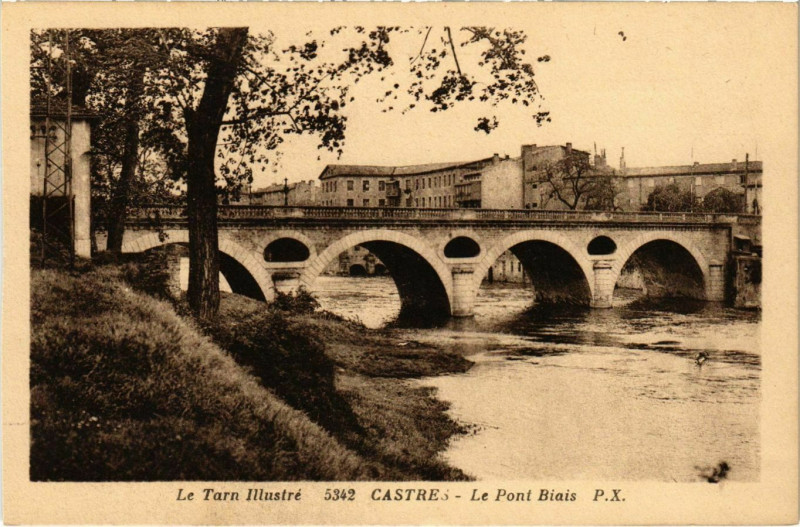Carte postale ancienne Castres Le Pont Biais France à Castres