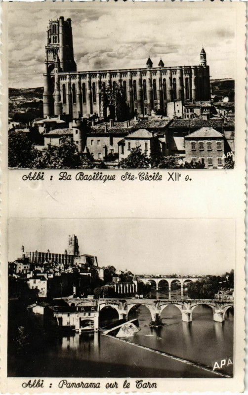Carte postale ancienne Albi La Basilique et Panorama France à Albi