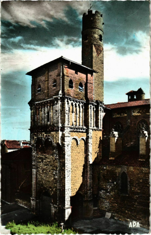 Carte postale ancienne Albi Clocher de la Collegiale St.Salvy France à Albi