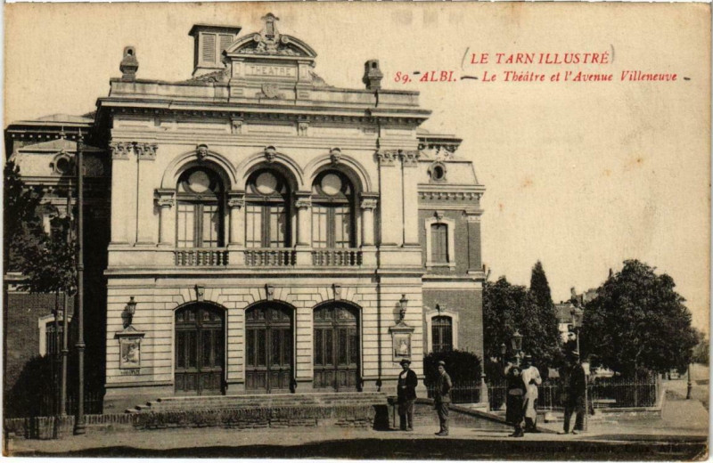 Carte postale ancienne Albi - Le Theatre et l'Avenue Villeneuve à Albi