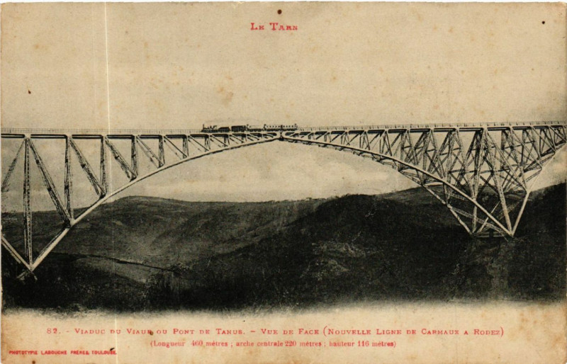 Carte postale ancienne Viaduc du Viaur ou Pont de Tanus à Tanus
