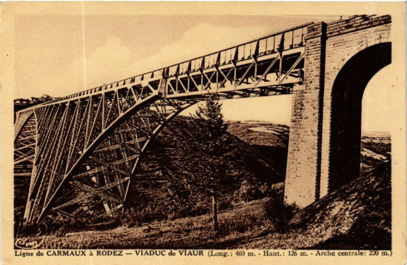 Carte postale ancienne Ligne de Carmaux a Rodez - Viaduc de Viaur à Carmaux