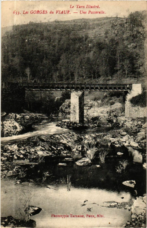 Carte postale ancienne Les Gorges du Viaur - Une Passerelle