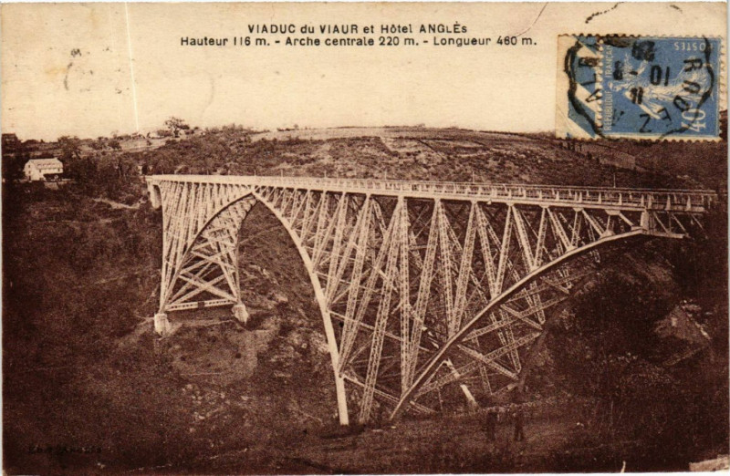Carte postale ancienne Viaduc du Viaur et Hotel Angles à Anglès