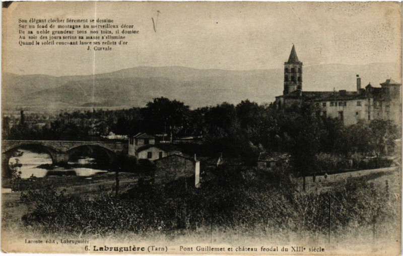 Carte postale ancienne Labruguire - Pont guillemet