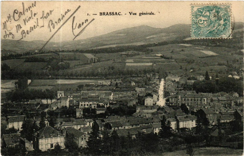Carte postale ancienne Brassac - Vue générale à Brassac