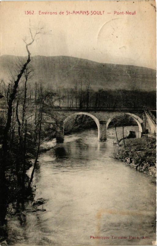 Carte postale ancienne Env. de Saint-Amans - Soult - Pont Neuf à Saint-Amans-Soult