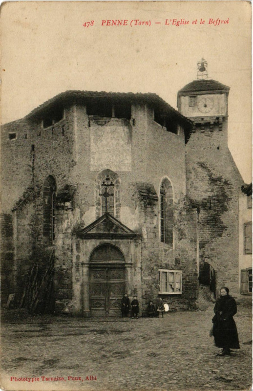 Carte postale ancienne Penne - L'Eglise et le Beffroi à Penne