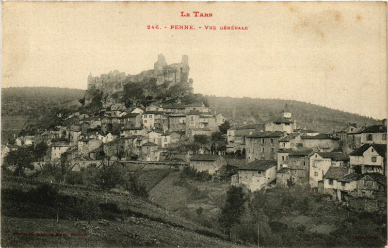 Carte postale ancienne Le Tarn Penne - Vue générale à Penne