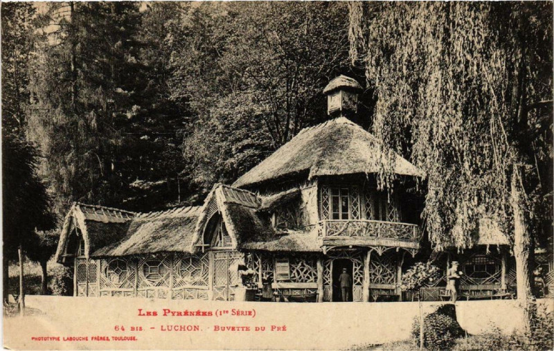 Carte postale ancienne Luchon Buvette du Pre