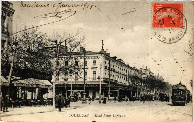 Carte postale ancienne Toulouse Rond-Point Lafayette à Toulouse