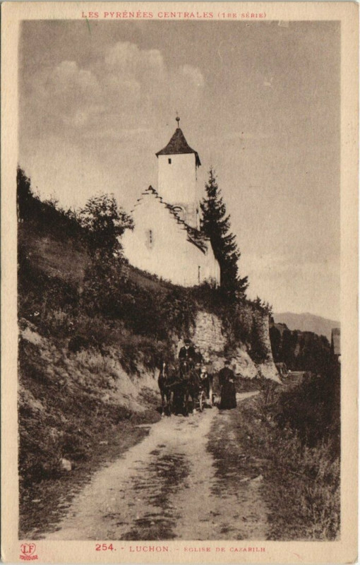 Carte postale ancienne Luchon - Eglise de Cazarilh