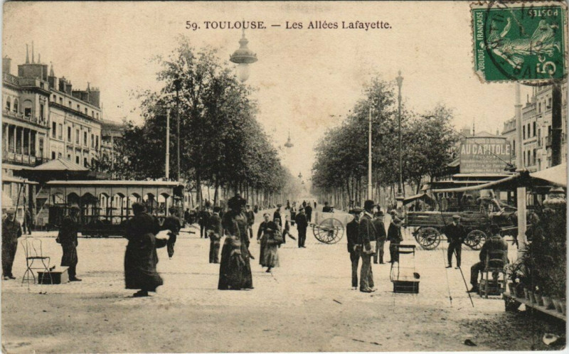 Carte postale ancienne Toulouse - Les Allées Lafayette à Toulouse