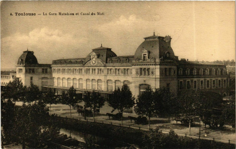 Carte postale ancienne Toulouse La Gare Matabiau Canal du Midi à Toulouse