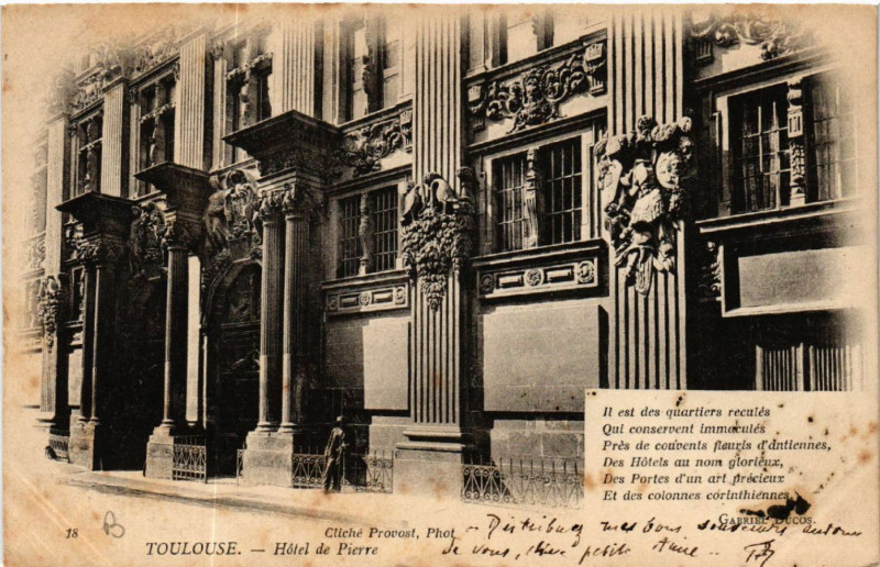 Carte postale ancienne Toulouse - Hotel de Pierre à Toulouse