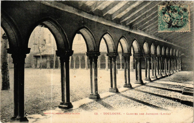 Carte postale ancienne Toulouse - Cloitre des Jacobins (Lycée) à Toulouse