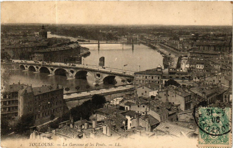 Carte postale ancienne Toulouse - La Garonne et les Ponts à Toulouse