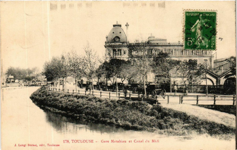 Carte postale ancienne Toulouse - Gare Matabiau et Canal du Midi à Toulouse