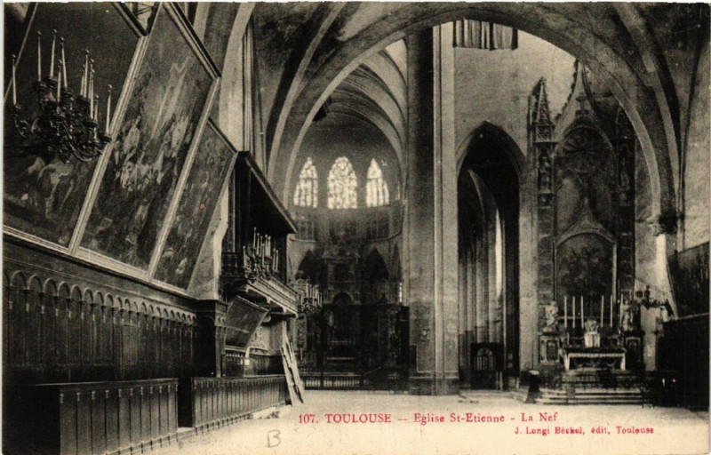 Carte postale ancienne Toulouse - Eglise Saint-Etienne - La Nef à Toulouse
