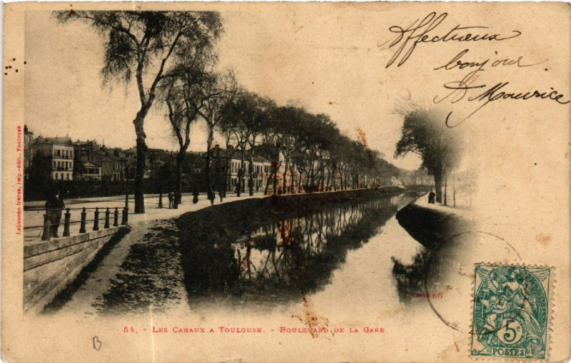 Carte postale ancienne Les Canaux a Toulouse - Boulevard de la Gare à Toulouse