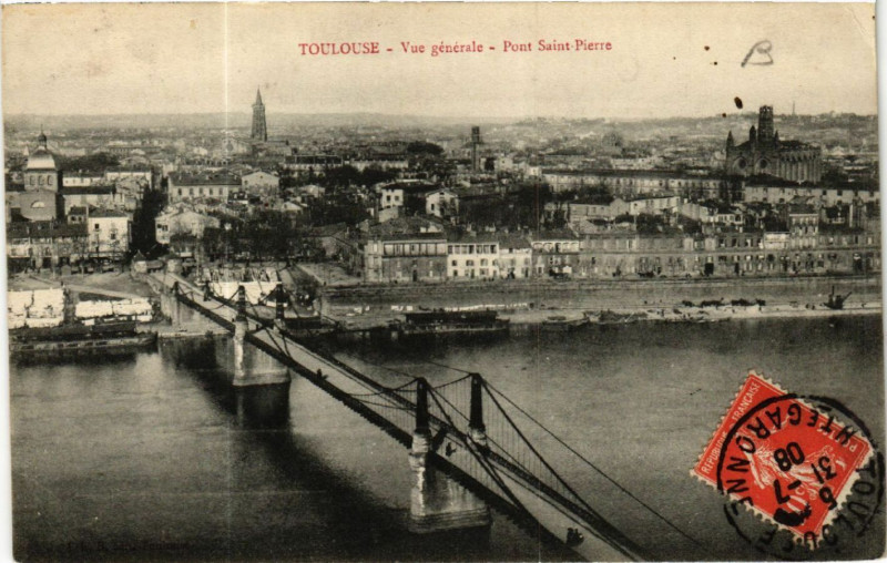 Carte postale ancienne Toulouse - Vue générale - Pont Saint-Pierre à Toulouse