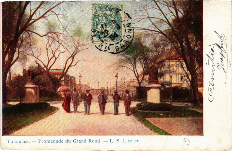 Carte postale ancienne Toulouse - Promenade du Grand Rond à Toulouse