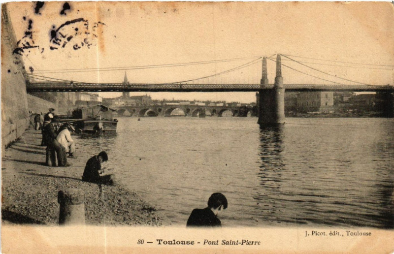 Carte postale ancienne Toulouse - Pont Saint-Pierre à Toulouse