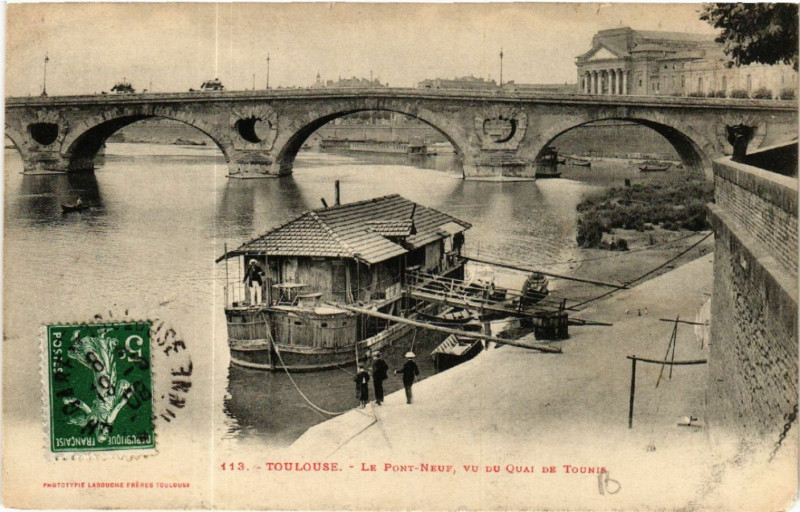 Carte postale ancienne Toulouse - Le Pont-Neuf vu du Quai de Tounis à Toulouse